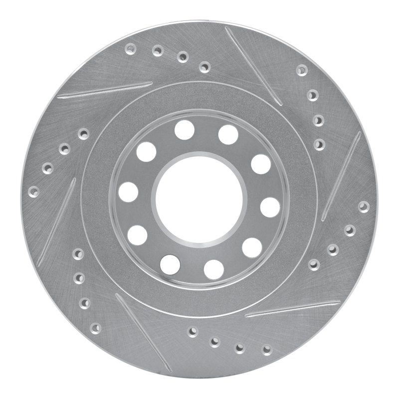 Audi Allroad Brake Rotor (1) - Rear Left - R1 Concepts - Drilled & Slotted - Silver - `04-`05